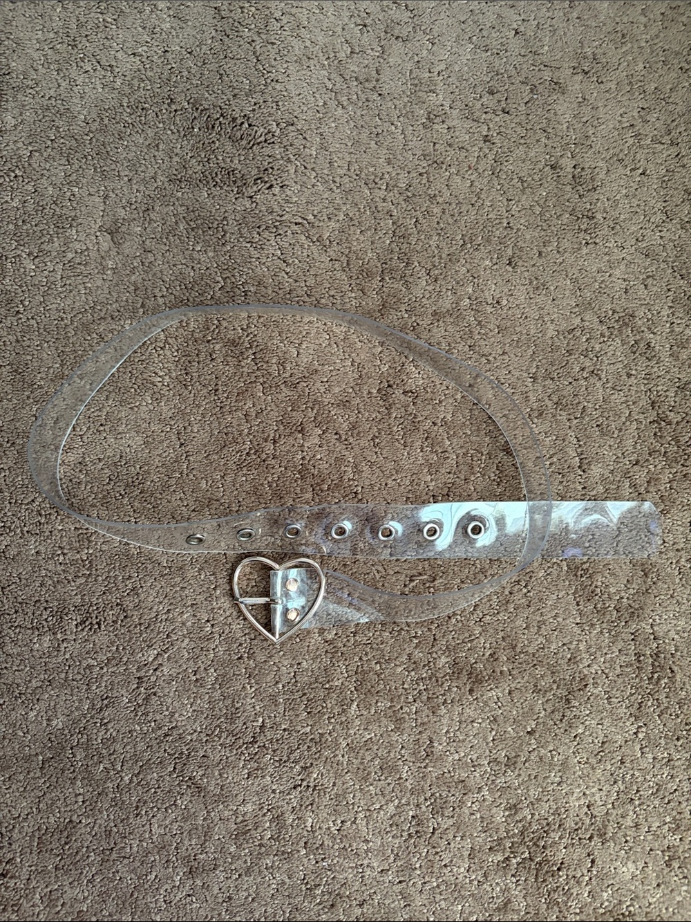 Clear Women's Belt with Heart-Shaped Gold Buckle - Picture 2 of 2